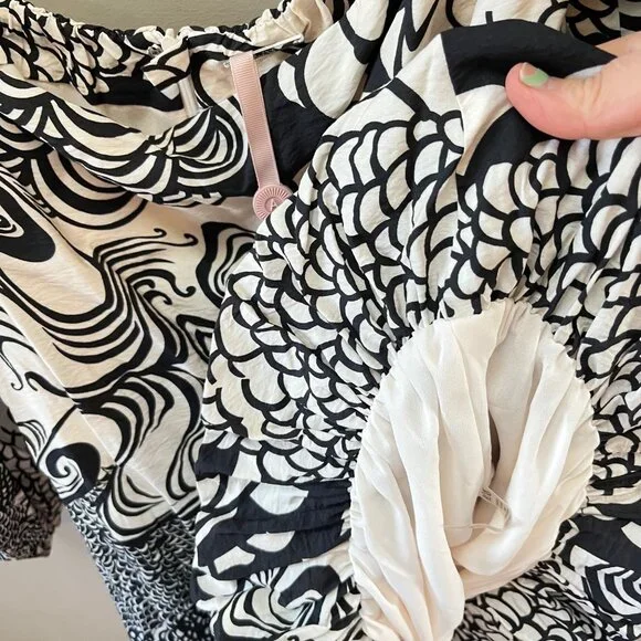 NEW Alexis Ellora Mini Dress in‎ Black and Cream Print- Size M